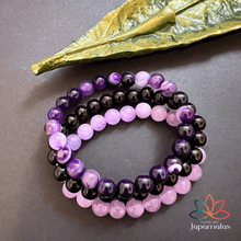 Carregar imagem no visualizador da galeria, 3 Pulseiras de Pedras Naturais Ametista, Onix e Ágata Roxa. Essa Combinação Canaliza Nossas Energias Para Alcançarmos Nossos Objetivos