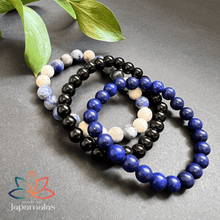 Carregar imagem no visualizador da galeria, 3 Pulseiras de Pedras Naturais Lápis Lazuli, Onix e Sodalita. Fortalece a Espiritualidade e Afasta Atques Energéticos