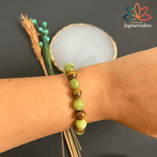 Carregar imagem no visualizador da galeria, Pulseira FORTUNA – Jade e Olho de Tigre: Abundância e Prosperidade