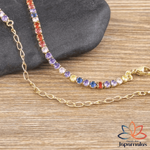 Carregar imagem no visualizador da galeria, Choker Lumière – Zircônias Coloridas Banhado a Ouro 18k