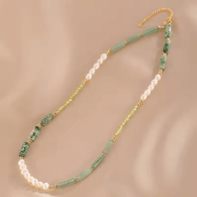 Carregar imagem no visualizador da galeria, Colar Harmony em Quartzo Verde, Epidoto e Pérolas de Água Doce