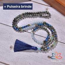 Carregar imagem no visualizador da galeria, Japamala de 108 Contas + Pulseira da Pedra natural Jaspe Cinza, Laboratida, Aventurina e Aqua Marine. - Mundo dos Japamalas