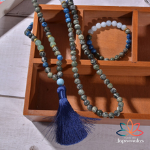 Carregar imagem no visualizador da galeria, Japamala de 108 Contas + Pulseira da Pedra natural Jaspe Cinza, Laboratida, Aventurina e Aqua Marine. - Mundo dos Japamalas