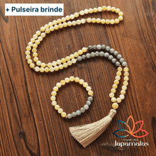 Carregar imagem no visualizador da galeria, Japamala de 108 Contas + Pulseira de Calcita e Labradorita