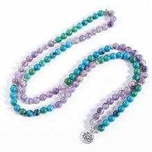 Carregar imagem no visualizador da galeria, Japamala Pulseira de 108 Contas das Pedras Naturais Ametista e Azurita Malaquita. Eleva a Espiritualidade, Sabedoria, Proteção e Vitalidade