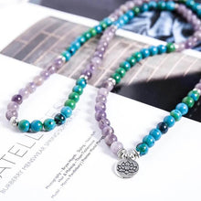 Carregar imagem no visualizador da galeria, Japamala Pulseira de 108 Contas das Pedras Naturais Ametista e Azurita Malaquita. Eleva a Espiritualidade, Sabedoria, Proteção e Vitalidade