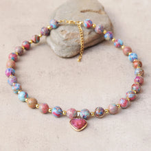 Carregar imagem no visualizador da galeria, Colar Amour Divin em Pedras Naturais Jaspe Imperial