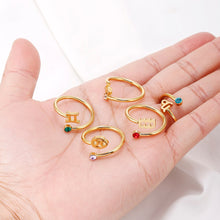 Carregar imagem no visualizador da galeria, Anel Signo do Zodíaco em Aço Inoxidável e Zircônia (Ajustável) - Mundo dos Japamalas