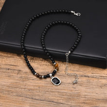 Carregar imagem no visualizador da galeria, Colar Ultra Energy das Pedras Naturais Olho de Tigre e Ágata Negra