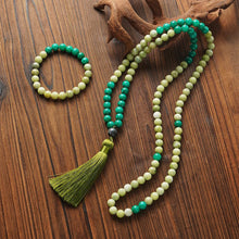 Carregar imagem no visualizador da galeria, Japamala de 108 Contas + Pulseira da Pedra Natural Jade e Calcedônia Verde. Proporciona Sorte, Proteção e Força