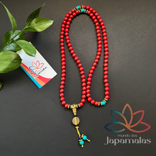 Carregar imagem no visualizador da galeria, Japamala Tibetano de 108 Contas de Pedra Natural Turquesa Vermelha e Turquesa Verde. Proporciona Clareza nos Pensamentos - Mundo dos Japamalas