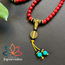 Carregar imagem no visualizador da galeria, Japamala Tibetano de 108 Contas de Pedra Natural Turquesa Vermelha e Turquesa Verde. Proporciona Clareza nos Pensamentos - Mundo dos Japamalas
