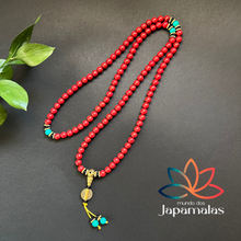 Carregar imagem no visualizador da galeria, Japamala Tibetano de 108 Contas de Pedra Natural Turquesa Vermelha e Turquesa Verde. Proporciona Clareza nos Pensamentos - Mundo dos Japamalas