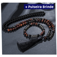 Carregar imagem no visualizador da galeria, Japamala de 108 Contas + Pulseira das Pedras Naturais Onix, Quartzo Fumê e Olho de Tigre Vermelho. Proporciona Alivio aos Sintomas do estresse - Mundo dos Japamalas