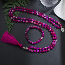 Carregar imagem no visualizador da galeria, Japamala de 108 Contas + Pulseira da Pedra Natural Ágata Rosa. Neutraliza os Pensamentos Negativos Harmonizando o Corpo e a Mente - Mundo dos Japamalas