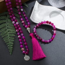 Carregar imagem no visualizador da galeria, Japamala de 108 Contas + Pulseira da Pedra Natural Ágata Rosa. Neutraliza os Pensamentos Negativos Harmonizando o Corpo e a Mente - Mundo dos Japamalas