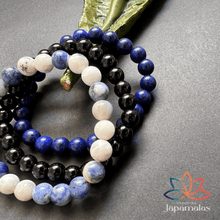 Carregar imagem no visualizador da galeria, 3 Pulseiras de Pedras Naturais Lápis Lazuli, Onix e Sodalita. Fortalece a Espiritualidade e Afasta Atques Energéticos
