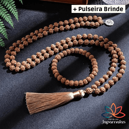 Japamala de 108 Contas + Pulseira de Brinde da Poderosa Semente de Rudrasksha - Iluminação e Sabedoria