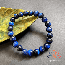 Carregar imagem no visualizador da galeria, Pulseira da Pedra Natural Olho de Tigre Azul. Alto poder calmante, alivia turbulência mental, medos e fobías
