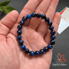Carregar imagem no visualizador da galeria, Pulseira da Pedra Natural Olho de Tigre Azul. Alto poder calmante, alivia turbulência mental, medos e fobías
