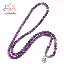 Carregar imagem no visualizador da galeria, Japamala Pulseira de 108 Contas da Pedra Natural Ametista. Promove proteção, vitalidade e elevação espiritual.
