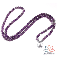 Carregar imagem no visualizador da galeria, Japamala Pulseira de 108 Contas da Pedra Natural Ametista. Promove proteção, vitalidade e elevação espiritual.
