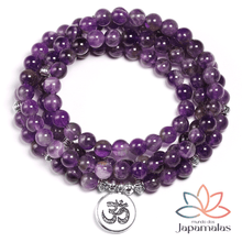 Carregar imagem no visualizador da galeria, Japamala Pulseira de 108 Contas da Pedra Natural Ametista. Promove proteção, vitalidade e elevação espiritual.
