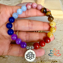 Carregar imagem no visualizador da galeria, Pulseia 7 Chakras em Pedras Naturais: Harmonia e Alinhamento Vibracional
