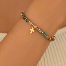 Carregar imagem no visualizador da galeria, Pulseira Vitta Essencial em Turqueza Africana e Jaspe Madeira
