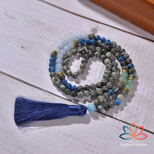 Carregar imagem no visualizador da galeria, Japamala de 108 Contas + Pulseira da Pedra natural Jaspe Cinza, Laboratida, Aventurina e Aqua Marine. - Mundo dos Japamalas
