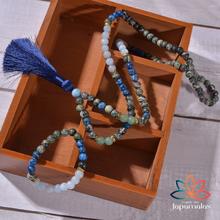 Carregar imagem no visualizador da galeria, Japamala de 108 Contas + Pulseira da Pedra natural Jaspe Cinza, Laboratida, Aventurina e Aqua Marine. - Mundo dos Japamalas
