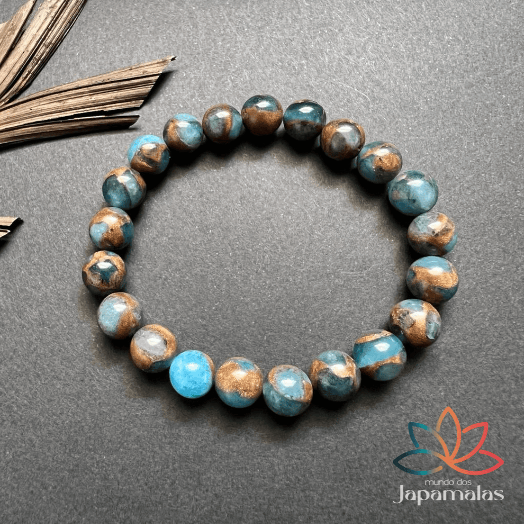 Pulseira da Pedra Natural Jaspe Blue Lake. Proporciona Tranquilidade e Equilíbrio Emocional