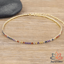Carregar imagem no visualizador da galeria, Choker Lumière – Zircônias Coloridas Banhado a Ouro 18k
