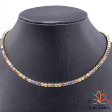 Carregar imagem no visualizador da galeria, Choker Lumière – Zircônias Coloridas Banhado a Ouro 18k
