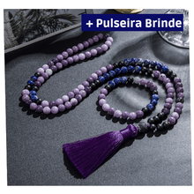 Carregar imagem no visualizador da galeria, Japamala de 108 Contas + Pulseira de Ametista, Lepidolita, Lápis Lazuli, Onix Fosca. Melhora o Sono, Proporciona o Equilíbrio das Emoções e Dissipa as Energias Negativas - Mundo dos Japamalas
