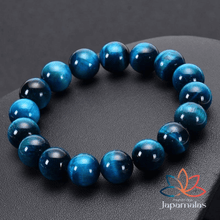 Carregar imagem no visualizador da galeria, Pulseira da Pedra Natural Olho de Tigre Azul. Alto poder calmante, alivia turbulência mental, medos e fobías
