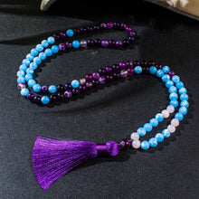 Carregar imagem no visualizador da galeria, Japamala de 108 Contas + Pulseira de Ágata Roxa, Larimar e Quartzo Rosa. Traz Estabilidade, Coragem, Segurança e Amor
