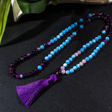 Carregar imagem no visualizador da galeria, Japamala de 108 Contas + Pulseira de Ágata Roxa, Larimar e Quartzo Rosa. Traz Estabilidade, Coragem, Segurança e Amor
