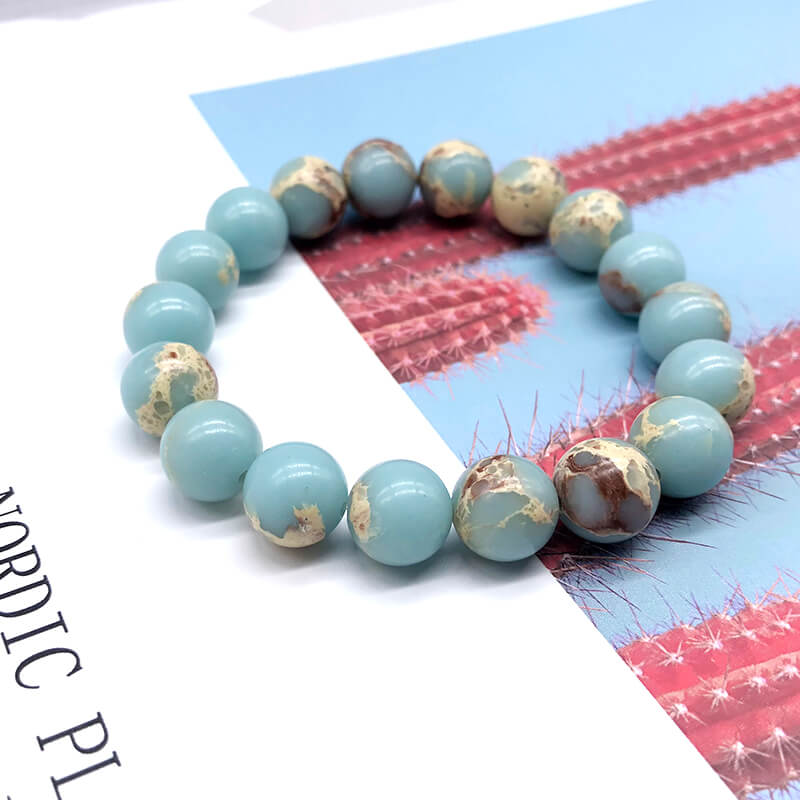 Pulseira da Pedra Natural Jaspe Imperial. Proporciona Tranquilidade e Plenitude