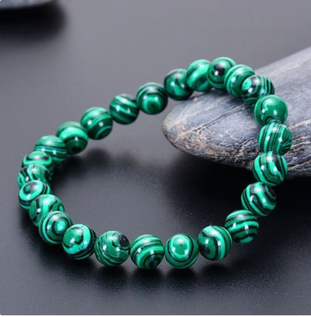 Pulseira da Pedra Natural Malaquita. Remove Desordens Espirituais e a Expansão da Consciência