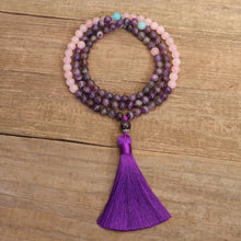 Carregar imagem no visualizador da galeria, Japamala de 108 contas + Pulseira. Quatzo Rosa e Ametista. Purificação do Estado Emocional e Eleva a Sabedoria - Mundo dos Japamalas
