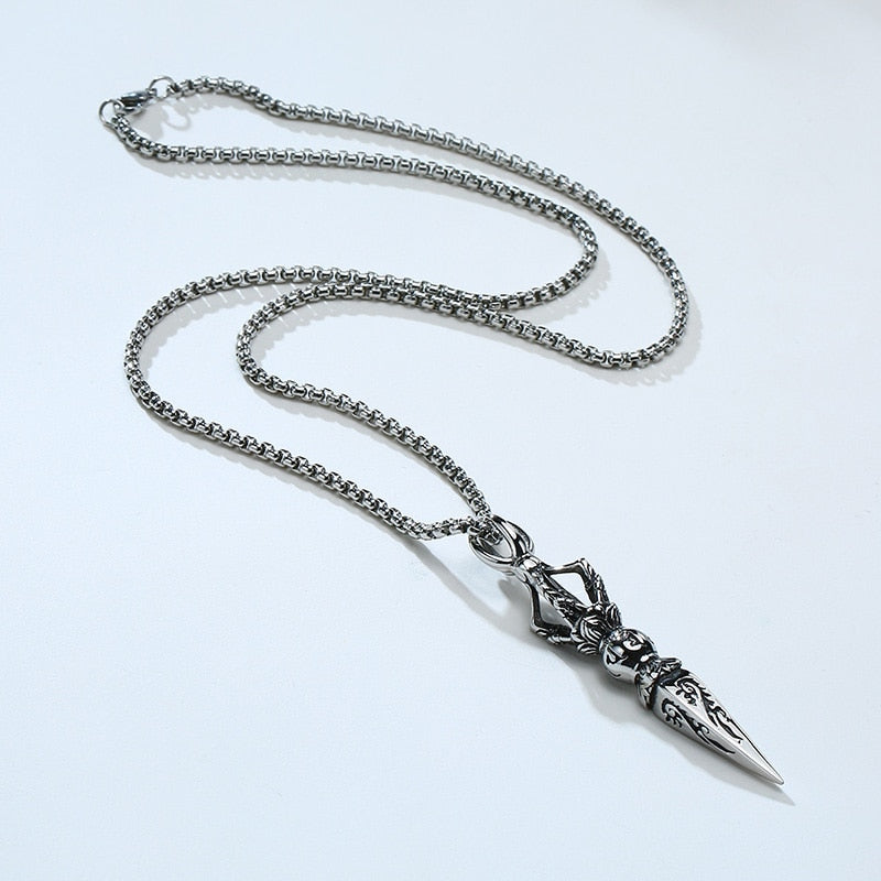 Colar Punhal Tibetano Athame Phurba em Aço Inoxidável - Mundo dos Japamalas