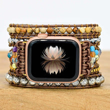 Carregar imagem no visualizador da galeria, Bracelete Para AppleWatch/ SmartWatch das Pedras Naturais Jaspe Madeira - Mundo dos Japamalas
