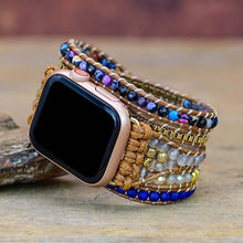 Carregar imagem no visualizador da galeria, Bracelete Para AppleWatch/ SmartWatch das Pedras Naturais Lápis Lazuli, Ágata Pink e Quartzo de Cristal - Mundo dos Japamalas
