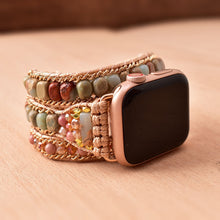 Carregar imagem no visualizador da galeria, Bracelete Para AppleWatch/ SmartWatch das Pedras Naturais Amazonita, Jaspe Vermelho e Rodocrosita - Mundo dos Japamalas
