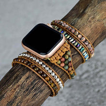 Carregar imagem no visualizador da galeria, Bracelete Para AppleWatch/ SmartWatch das Pedras Naturais Leopardita e Olho de Tigre - Mundo dos Japamalas
