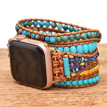 Carregar imagem no visualizador da galeria, Bracelete Para AppleWatch/ SmartWatch da Pedra Natural Turquesa Azul - Mundo dos Japamalas
