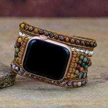 Carregar imagem no visualizador da galeria, Bracelete Para AppleWatch/ SmartWatch das Pedras Naturais Leopardita e Olho de Tigre - Mundo dos Japamalas
