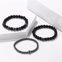 Carregar imagem no visualizador da galeria, 3 Pulseiras de Pedras Naturais Hematita, Onix Fosca e Pedra Vulcânica - Mundo dos Japamalas
