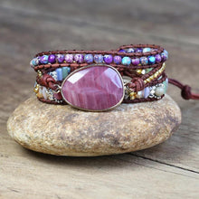 Carregar imagem no visualizador da galeria, Bracelete Saúde da Pedra Natural Jaspe Roxo - Mundo dos Japamalas
